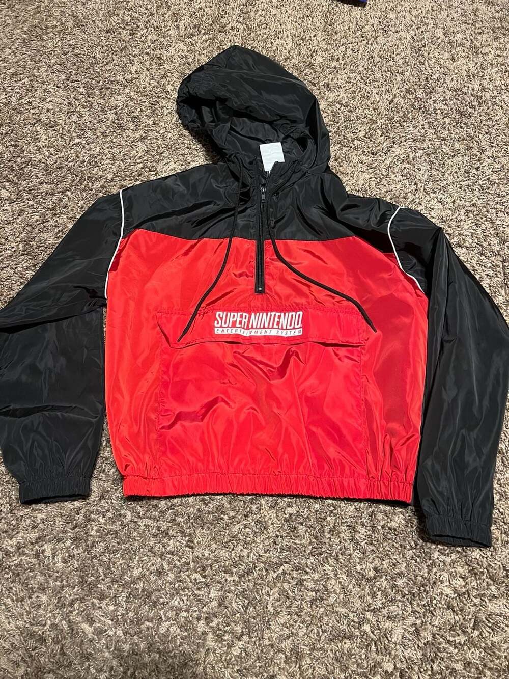 Super Nintendo Entertainment System Colorblock 1/4 Zip Pullover Windbreaker Jack